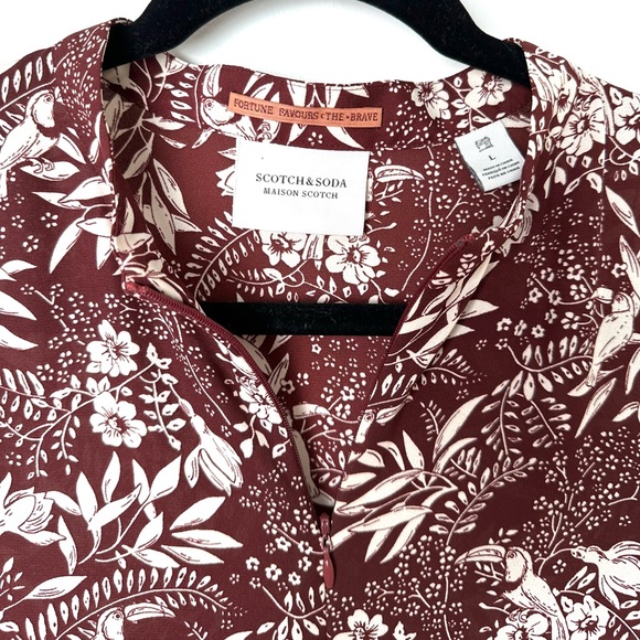 Scotch & Soda Burgundy Floral Mini Dress - Picture 4 of 13